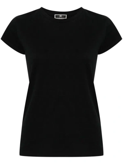 Elisabetta Franchi Logo Embroidery T-shirt In Black