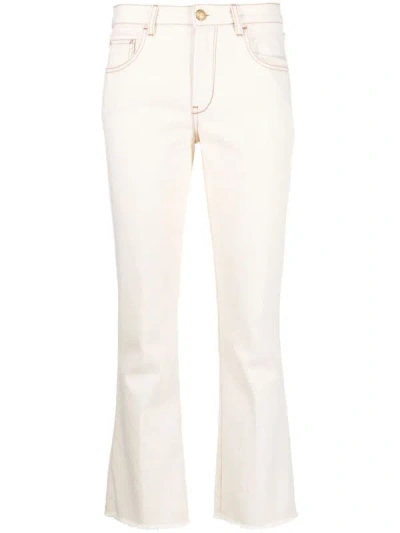 Fay Mid-rise Slight-flared Cropped Jeans In Beige