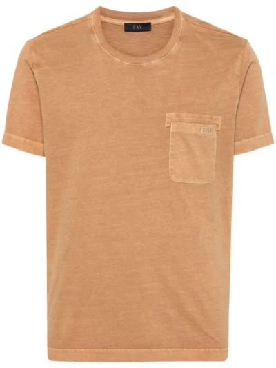 Fay Pocket Detail T-shirt In Beis