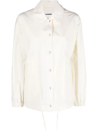 Jil Sander Logo-print Shirt Jacket In Natural