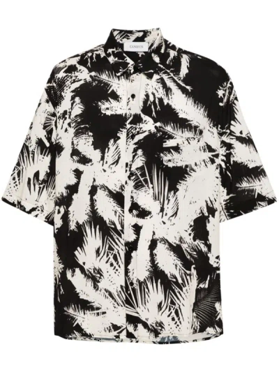 Laneus Abstract-print Bowling Shirt In Black