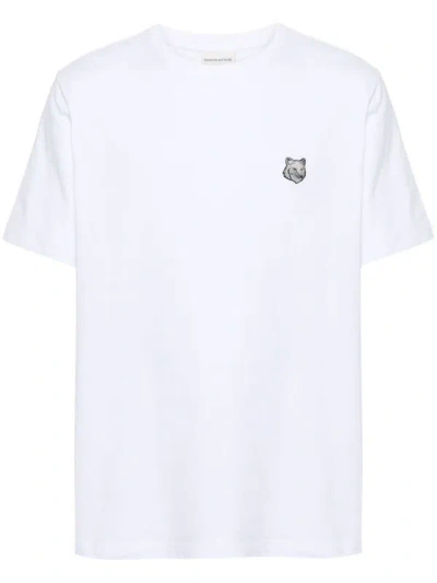 Maison Kitsuné Grey  Fox Head Patch Classic Tee-shirt In White