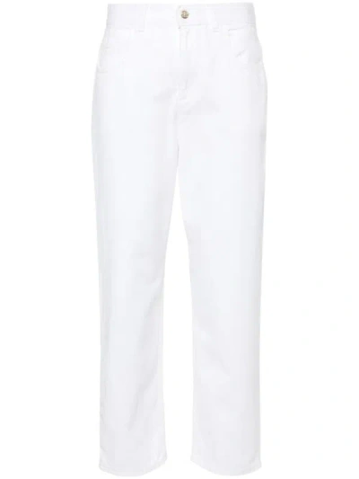 Moncler Mom Fit Straight Leg Logo Jeans In White