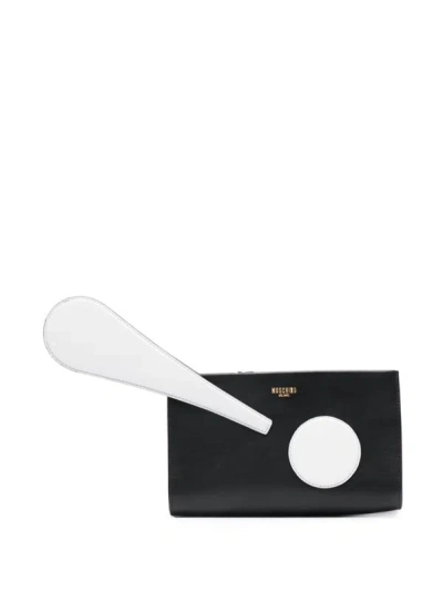 Moschino Exclamation Point Clutch Bag In Black