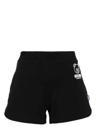 Moschino Underwear Teddy Bear Motif Shorts In Black