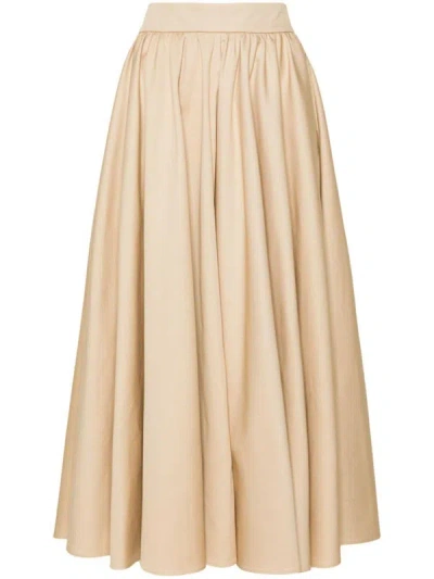 Patou Cotton Pleated Maxi Skirt In Beige