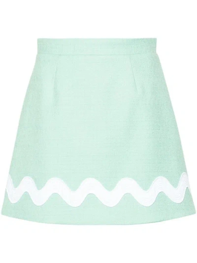 Patou Tweed Mini Skirt In Green