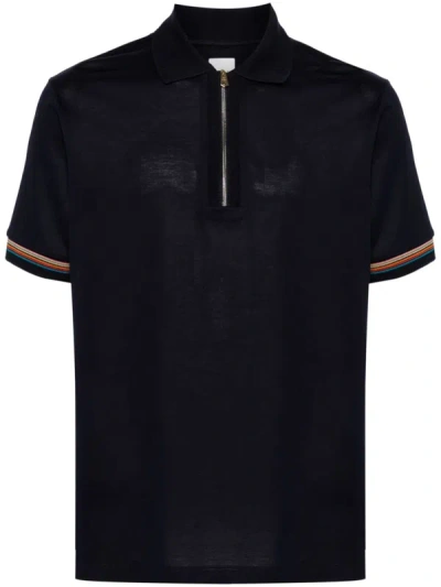 Paul Smith Polo With Zip In Blue