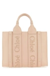 CHLOÉ CHLOE WOMAN PASTEL PINK LEATHER SMALL WOODY SHOPPING BAG