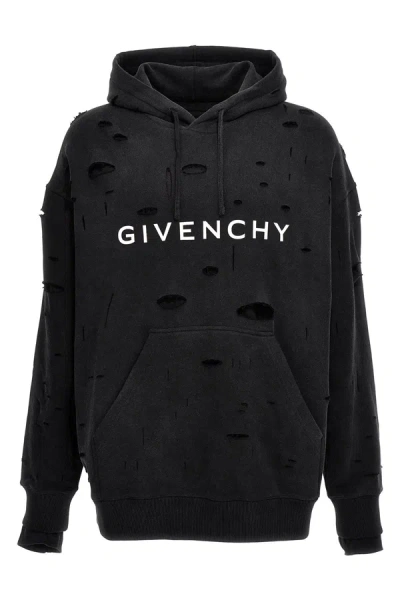 GIVENCHY GIVENCHY MEN LOGO HOLE HOODIE