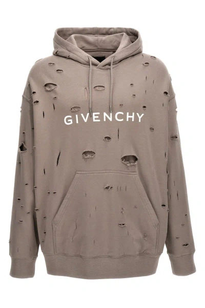 Givenchy Logo Hoodie In Gray
