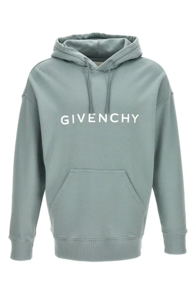 Givenchy Logo Print Hoodie In Blue