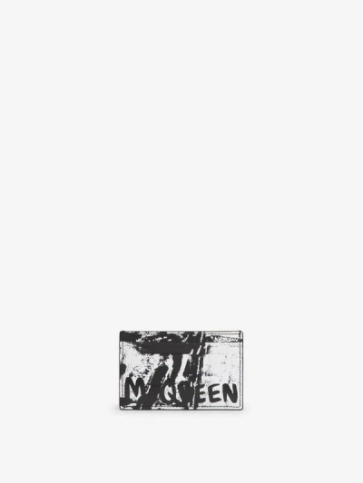 Alexander Mcqueen Leather Printed Card Holder In Negre