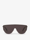 Alexander Mcqueen Skull-stud Shield-frame Sunglasses In Platejat