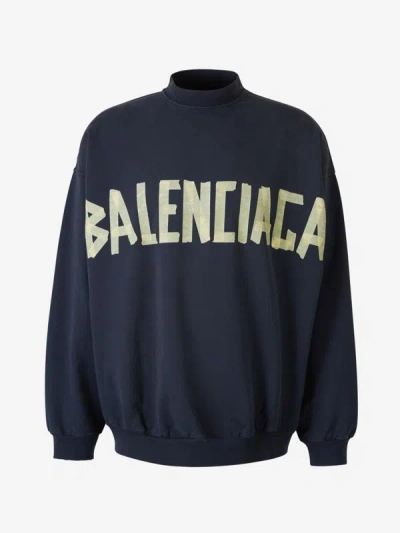 Balenciaga Cotton Sweatshirt In Navy