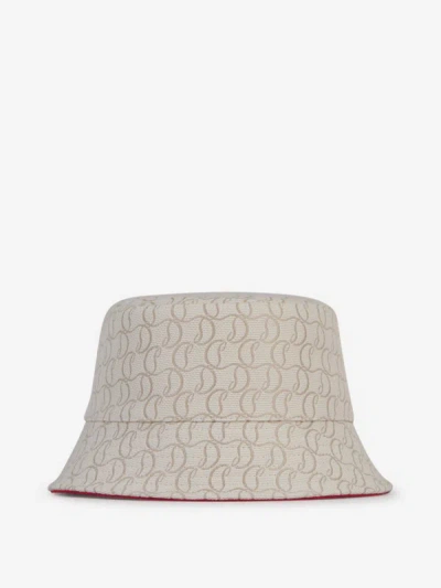 Christian Louboutin Bobino Monogram Toille Jacquard Bucket Hat In Natural