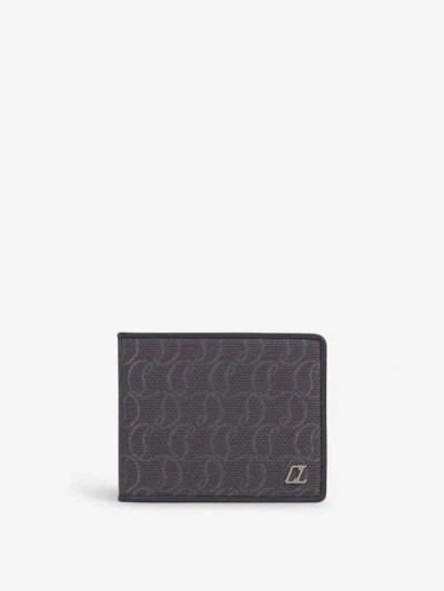Christian Louboutin M Kios Card Holder In Jacquard Logo Combined With Smooth Leather