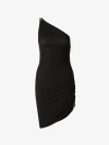 Courrèges Gather Crepe Black Viscose Mini Dress In Negre