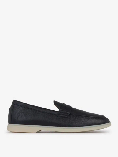 Henderson Baracco Logo-embroidered Suede Loafers In Blue