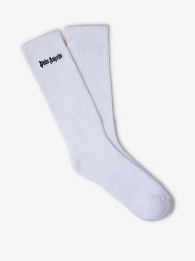 Palm Angels Ribbed Logo Socks In Cotton And Elastane Blend Fabric