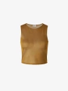 Saint Laurent Silk Satin Crepe Tank Top In Camel