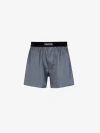 Tom Ford Velvet-trimmed Stretch-silk Satin Boxer Shorts In Dark Grey