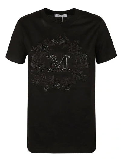 Max Mara Logo Embellished Crewneck T In Black