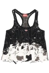 DIESEL DIESEL "DESTROYED TULLE AND JERSEY TOP WITH