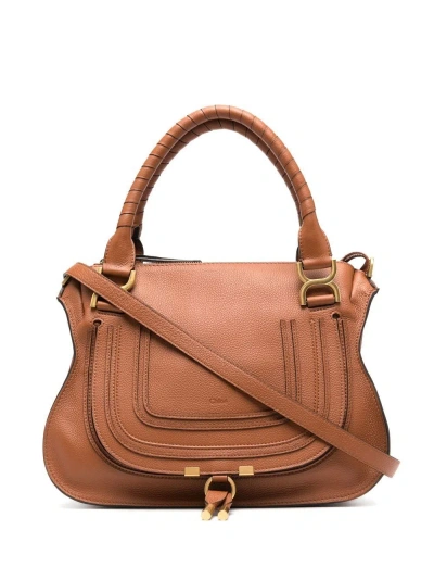 Chloé Marcie Small Leather Handbag In Brown