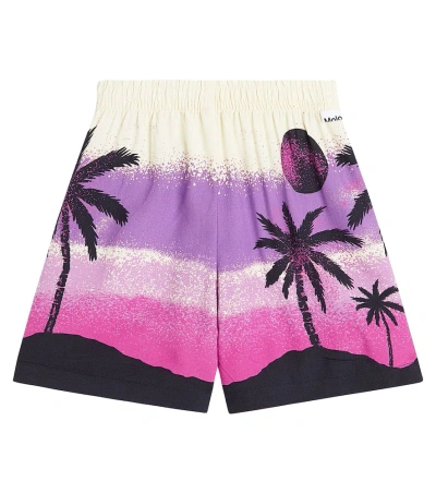 Molo Kids' Adore Twilight Island-print Shorts In Purple