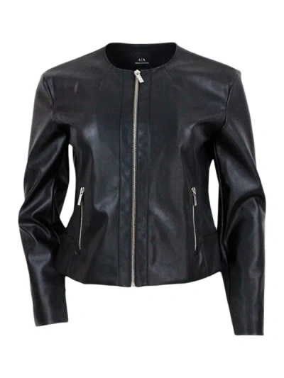 Armani Exchange Polyester Jackets & Women's Coat In Black