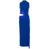 Galvan Nova Beaded Cutout Knit Maxi Dress In Blue