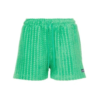Maison Labiche 毛巾布图案平纹针织短裤 In Green