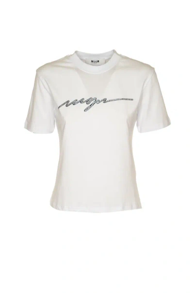 Msgm Massimo Giorgetti T-shirt In Optical White