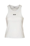 Msgm Embroidered-logo Ribbed Tank Top In White