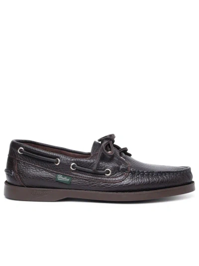 Paraboot Luxurious Deer Leather Flat Shoes For Men In Black