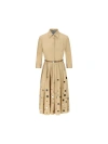 Prada Mirror Embellished Belted Midi Dress In Rope