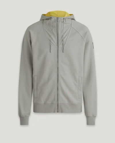 Belstaff Tarn Full Zip Hoodie In Cloud Grey / Yellow Oxide