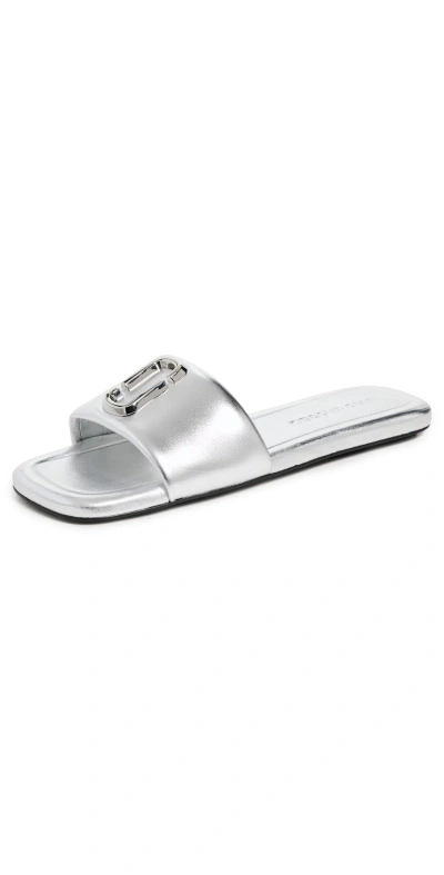 Marc Jacobs The J Marc Metallic Sandals In Silver