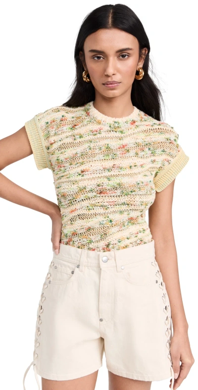 Ulla Johnson Frankie Pattern Short Sleeve Crop Sweater In Confetti