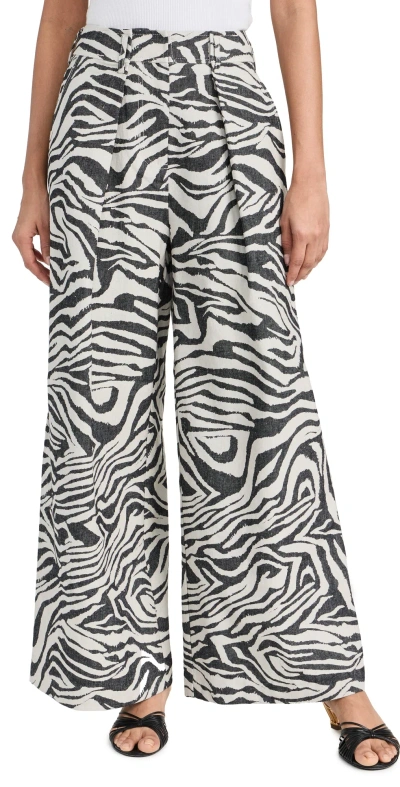 Ulla Johnson Cai Pleated Wide-leg Trousers In Animal