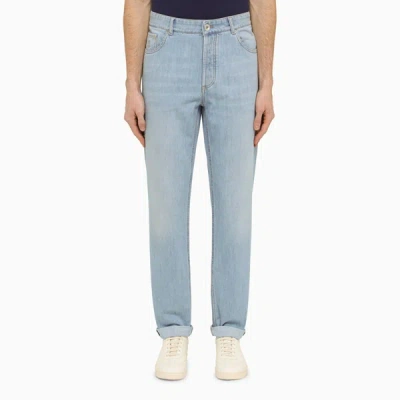 Brunello Cucinelli Denim Trousers With Rips In Blue