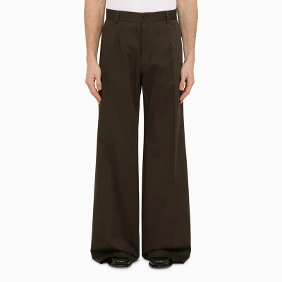 Dolce & Gabbana Wide Leg Tailored Trousers In Brown