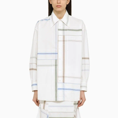 Bottega Veneta Abstract-print Oversized Collared Shirt In White