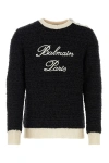 Balmain Signature Tweed Knit Sweater In Eabnoirblanc