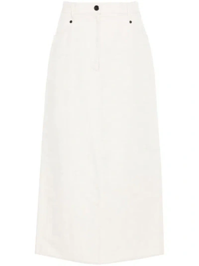 Brunello Cucinelli Linen-blend Straight Skirt In Beige