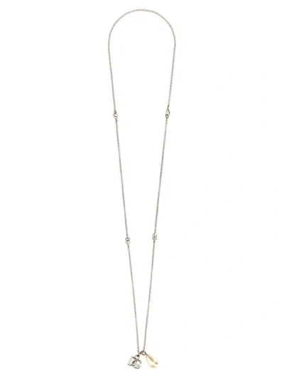 Dolce & Gabbana Dg Logo Drop Necklace In Silver