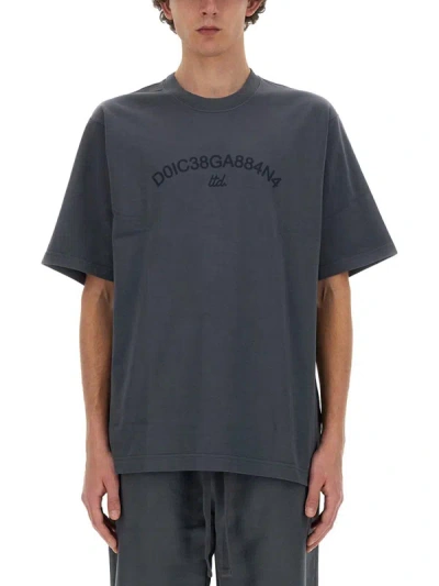 Dolce & Gabbana Cotton T-shirt With Logo In Grey