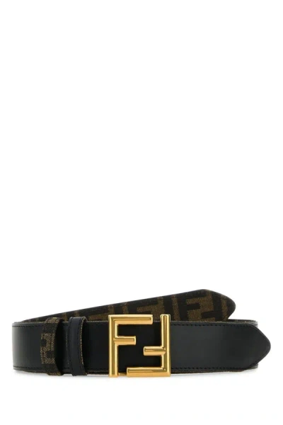Fendi Ff Reversible Leather Belt In Black