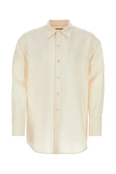Saint Laurent Oversized Ivory Faille Shirt In White